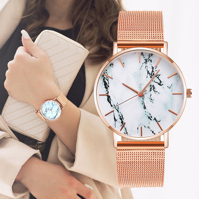 Fashion Mesh Band Creative Marble Female Wrist Watch Luxury Women Quartz Watches Gifts Relogio Feminino